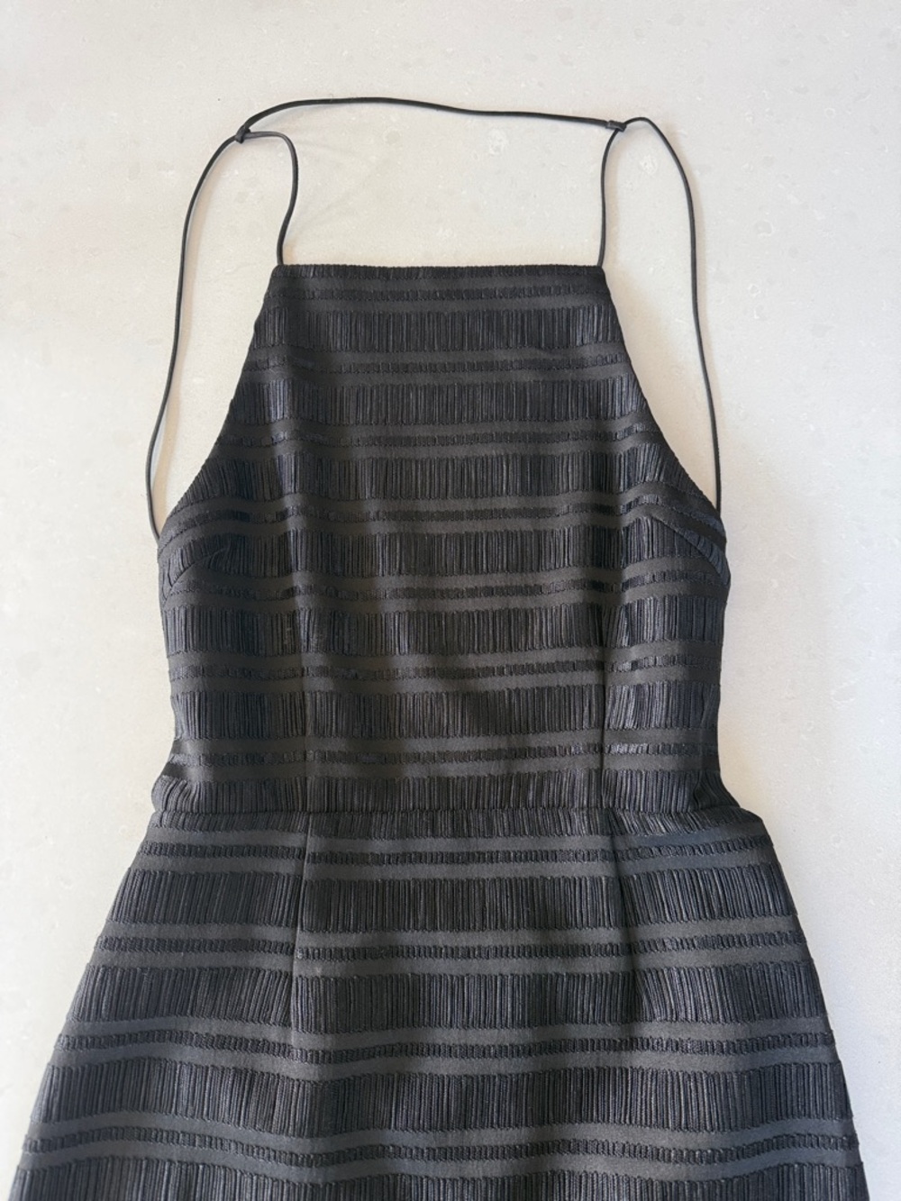 Black Textured Halter Neck Dress